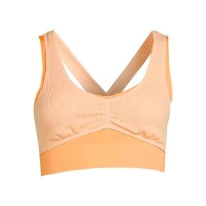 NWT 2-Layer unlined soft sport bra, stretchy, apricot, no padding, never worn